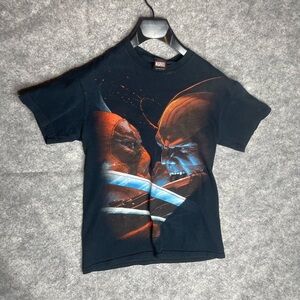 Vintage Mad Engine Marvel T Shirt Size Small Black Wolverine Deadpool Mega Print